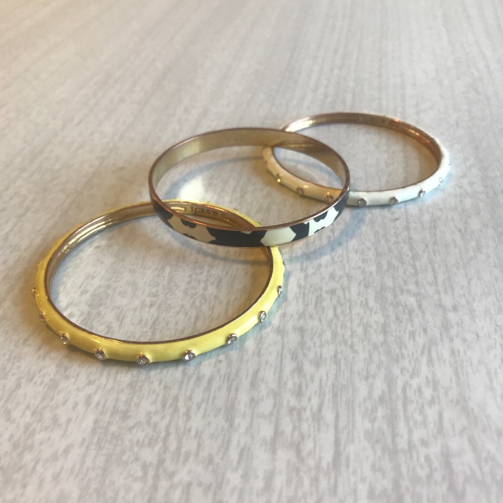 J. Crew Enamel Metal Bangles Bracelets (Set of 3)